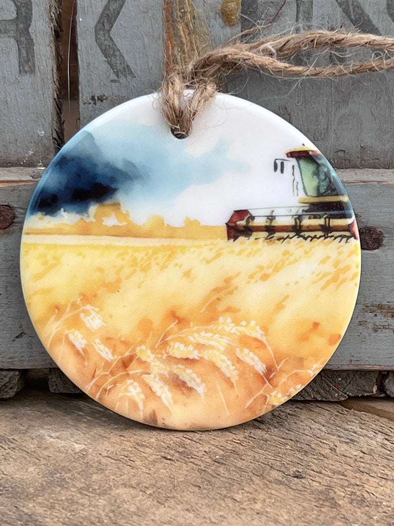 Farm Scene Ceramic Ornament - No.1