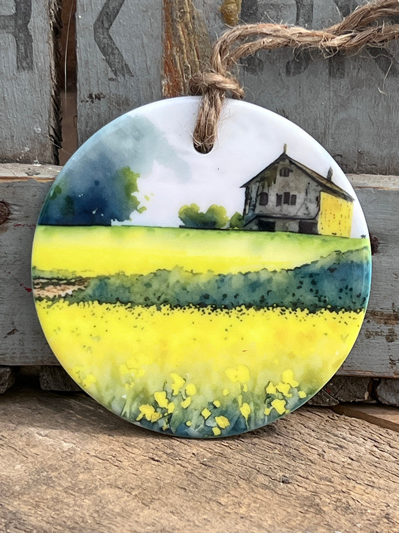 Farm Scene Ceramic Ornament - No.2