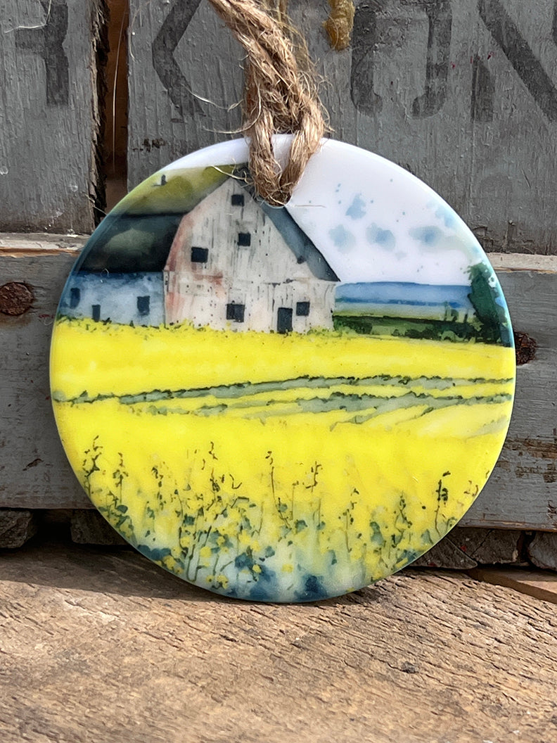 Farm Scene Ceramic Ornament - No.5