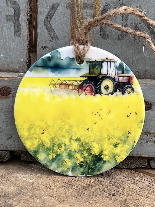 Farm Scene Ceramic Ornament - No.7